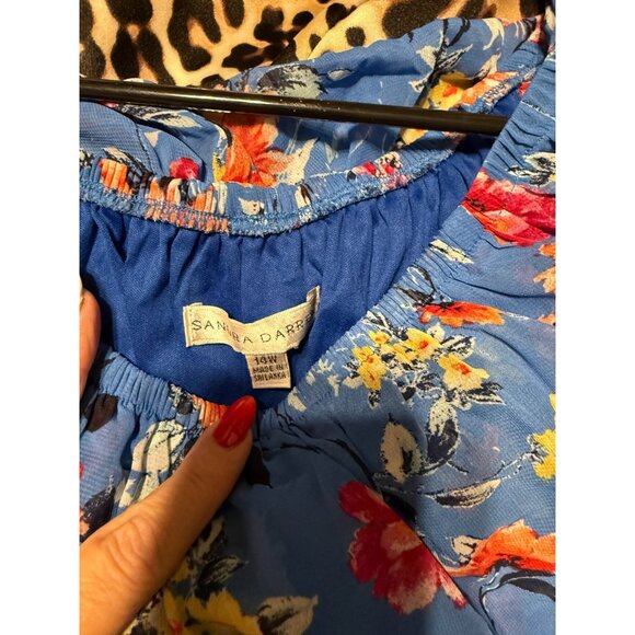 Romantic Floral Boho Hippie Dress Womens Plus 14W 1X Blue Sandra Darren - Picture 5 of 5